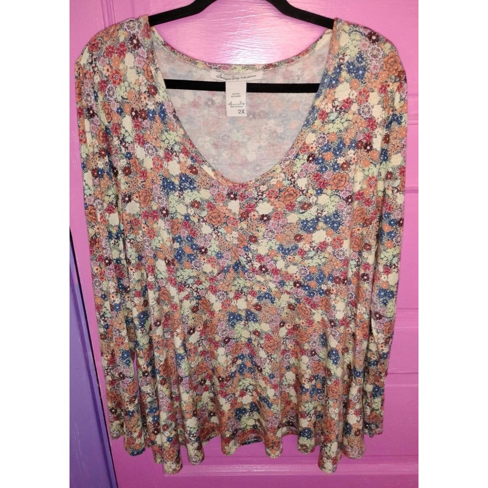 American Rag Cie Floral Long sleeves Top Boho Feminine Cottagecore 2X